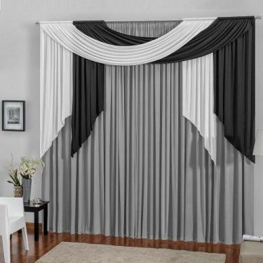 Imagem de Cortina Sala Alana Cinza 2,00m x 1,70m Malha Gel para Varão Duplo - Bo