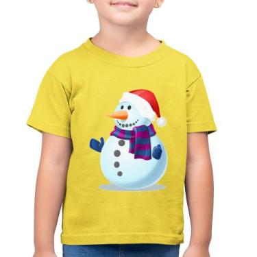 Imagem de Camiseta Algodão Infantil Boneco de neve - Foca na Moda, Amarelo canár