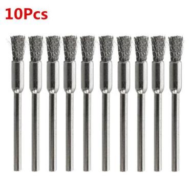 Imagem de kit 10 escova de aço tipo pincel para micro retifica - E-San
