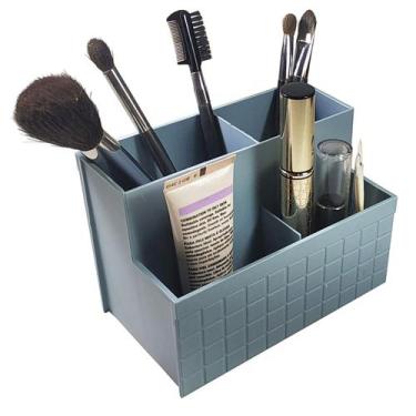 Imagem de Porta Treco Organizador Mesa Escritório Caneta Lápis Plastic - Azul - 