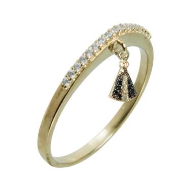 Imagem de Anel Prata c/ Ouro 18K Meia Aliança c/ Zircônias Nsa. Apar. - Convex, 