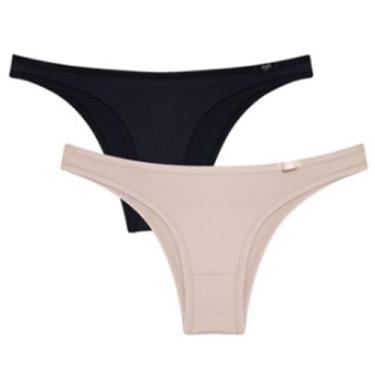 Imagem de Kit 2 Calcinhas Tanga Sloggi 24552 Classic Leve Poliamida, Preto, Mink
