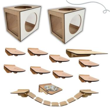 Imagem de Kit Playground Para Gatos Duplo Frente Redonda - DGP STORE, Branco