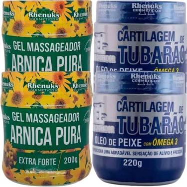 Imagem de Kit 2 Gel Arnica Pura + 2 Gel Cartilagem de Tubarão Ômega 3 - Rhenuks