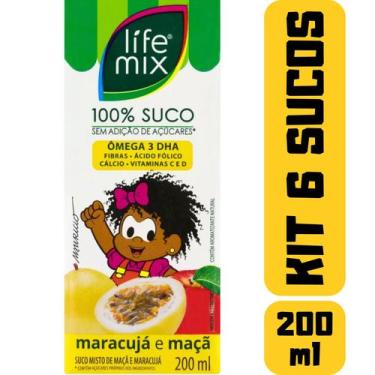 Imagem de Kit 6 Sucos Life Mix Kids 200ml Turma Da Mônica Maracujá
