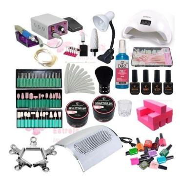 Imagem de Kit Cabine Lixa Elétrica Luminária Broca Unha Gel Spray Tips - OEM