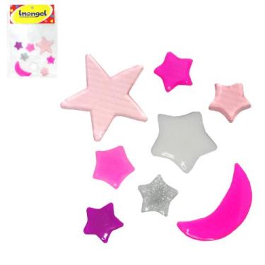 Imagem de Gel decorativo autoadesivo individual estrela rosa com 8 pecas - IMANG