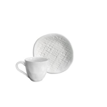 Imagem de Xícara de Café e Pires Cerâmica Juta New White 120ml - 1 Unid. - PORTO