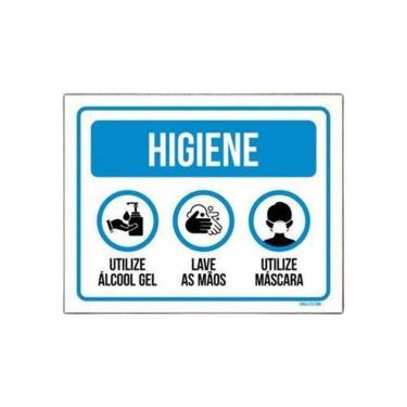 Imagem de Placa - Máscara De Proteção, Álcool Gel, Lave As Mãos 27X35