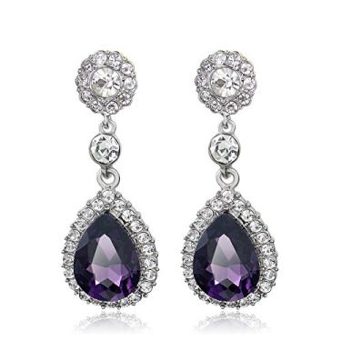 Imagem de Chargances Brincos elegantes de gota de cristal para casamento com strass cintilante, bijuteria para noivas, presente para mulheres, open size, Strass, Cristal