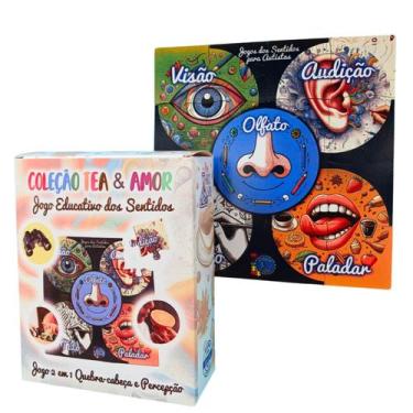 Imagem de Jogo dos 5 Sentidos Educativo Com Placa Quebra-cabeça Divertido - Cole