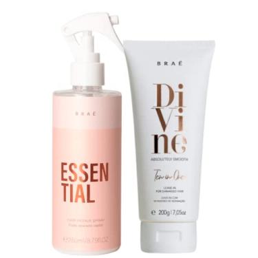 Imagem de Kit Braé Essential + Divine Leave-in Ten in One - Tratamento Capilar Profissional, Efeito Salão, Proteção Térmica e Anti-Frizz - BRAÉ