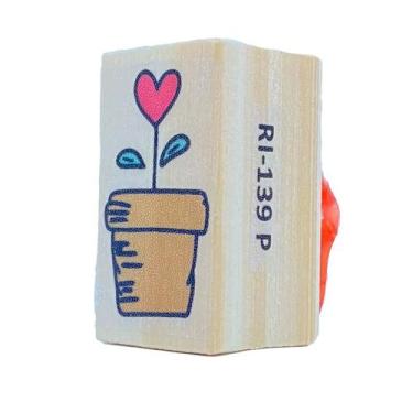 Imagem de Carimbo de Madeira Artesanal - Jarro Love - Cod.RI-139 - Rizzo - 1 uni