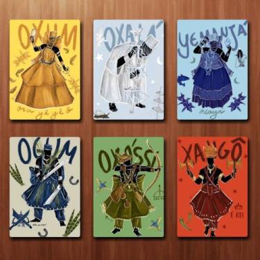 Imagem de Kit 06 Quadros Orixás  Oxum, Xangô, Iemanjá, Ogum, Oxóssi e Oxalá Quad