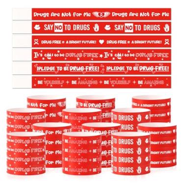 Imagem de 600 pulseiras de fita vermelha semanal, pulseiras de papel antidrogas, fita vermelha, suprimentos de conscientização semanal, presentes para eventos escolares de fita vermelha, campanhas de caridade