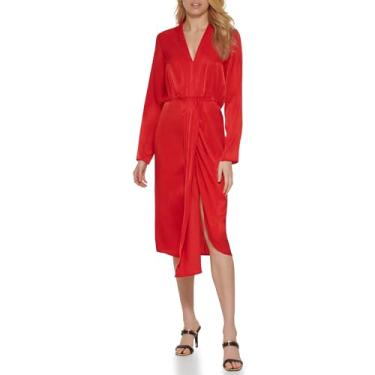Imagem de DKNY Vestido feminino básico de cetim, Escarlate, 36
