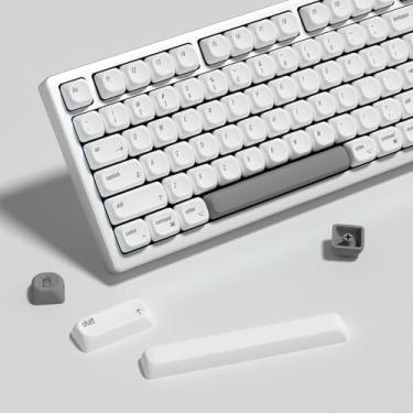 Imagem de YMKPVR- KBDiy MAC Style KOA Profile Keycaps 60 por cento, Dye-Sublimation PBT White Custom Keyboard Keycap, 138 Keys Cap Set para Cherry Gateron MX Switches Mechan