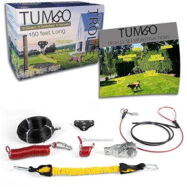 Imagem de Tumbo Xtreme Aerial Dog Runner - Sistema de carrinho de polia resistente - 30,5 m/45,7 m/60 m