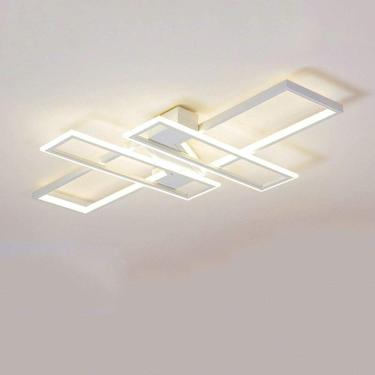 Imagem de Luz de teto LED, luzes de teto quadradas modernas Abajur de acrílico criativo design sala de estar itchen mesa ilha luminária de quarto [classe energética A++], luz quente preta, 90 cm 94 W