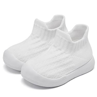 Imagem de Fahrerliebe Sapatos de meia para bebês meninos meninas sapatos antiderrapantes para primeira caminhada tênis leve infantil slip-on sola macia protege os dedos sapatos 6 12 18 24 meses, 2 - Branco, 12-18 Meses