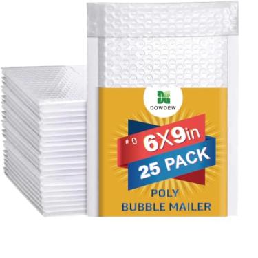 Imagem de Envelope com bolhas resistentes à água [pacote com 25] 15,2 cm x 23 cm #0 Envelopes de envio acolchoados de poliéster brancos autovedantes sacos de embalagem acolchoados