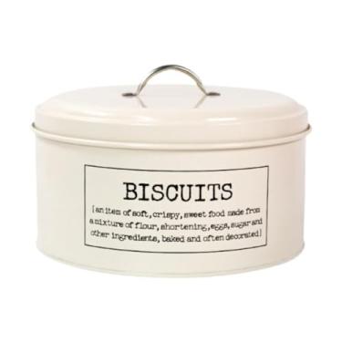 Imagem de YWJLQH Recipiente de armazenamento de alimentos lata de biscoito latas de metal redondas com tampa lata de lanche para biscoitos
