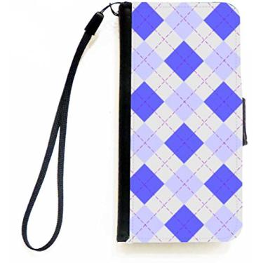 Imagem de Rikki Knight Capa carteira flip cinza azul Argyle com aba magnética para Apple iPhone 5c