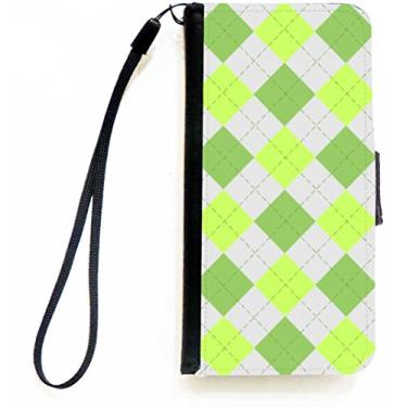 Imagem de Rikki Knight Capa carteira flip verde sobre cinza Argyle com aba magnética para Apple iPhone 5c