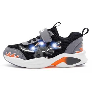 Imagem de Zapatillas de Deporte para Niños, Menino Zapatos Luminosas de Dinosaurio, Malla Transpirable, Spinosaurus (Preto, Criança de 1 a 3 anos, 26, Numérico, BR)