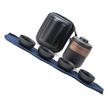 Imagem de Conjunto de chá Portátil para Acampamento Akozon | 1 Bule + 2 Xícaras + 4 Xícaras | Chaleira de Viagem Minimalista para Uso Ao Ar Livre | Leve e Compacto | Perfeito para