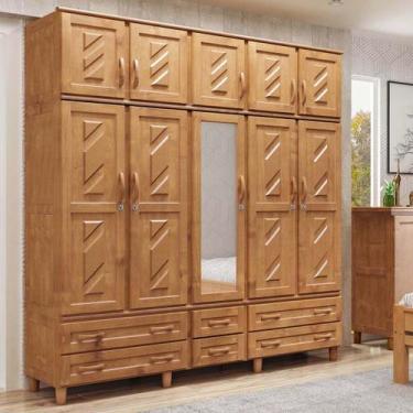 Imagem de Guarda-Roupa Tripartido 10 Portas 6 Gavetas Berlim Freijó Madeira Pinu