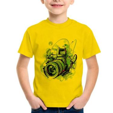 Imagem de Camiseta Infantil Câmera Fotográfica - Foca na Moda, Amarelo, 8