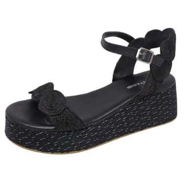 Imagem de Sandália Feminina Anabela Croche Desenhada Conforto Bottero