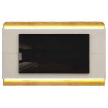 Imagem de Rack Bancada C/ Painel P/ Tv Até 75 Polegadas Nadine Led 219x136cm Bali/cedro - Dj Móveis