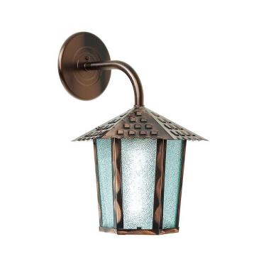 Imagem de Arandela Blumenau Colonial Sextavada Vidro Pontilhado E27 Bivolt Cobre