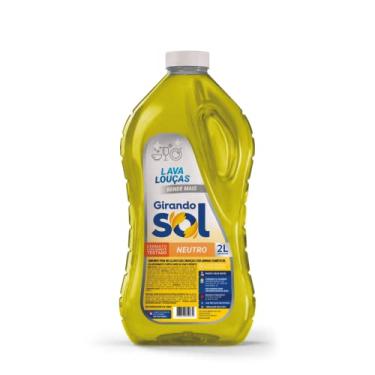 Imagem de Girando Sol Detergente Lava-Louças Neutro 2L Detergente Líquido Para Lava-Louças Amarelo Contém Tensoativo Biodegradável Neutro Dermatologicamente Testado