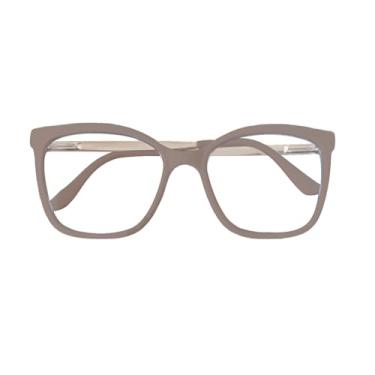 Imagem de Armação de Óculos de Grau Retangular, Unissex, Preto com Hastes Metálicas (Nude)