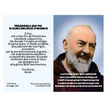 Imagem de Saint PIO of PIETRELCINA (Padre PIO) Muitos cartões de oração com oração em 5 idiomas - italiano/inglês/francês/alemão/espanhol (25, retangular)