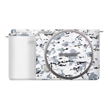 Imagem de Adesivo de capa de câmera branca para Sony ZV-E10 protetor de câmera película protetora antiarranhões decoração (couro branco + camuflagem de neve)