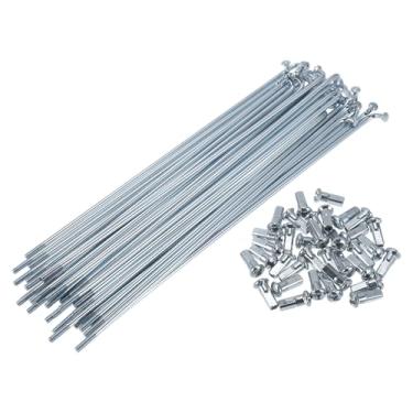Imagem de VekAuto 1 conjunto de raios de bicicleta 12G 160 mm de comprimento para roda de bicicleta bico universal de aço carbono galvanizado prateado