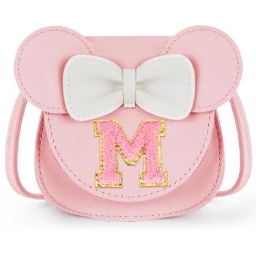 Imagem de URSKYTOUS Bolsa infantil presente para meninas pequenas orelhas de rato laço bolsa transversal rosa fofa bolsa de ombro PU portátil pequena carteira de aniversário presente de Natal para meninas de 2