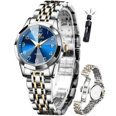 Imagem de Relógio OLEVS Luxury Dress feminino em aço inoxidável impermeável