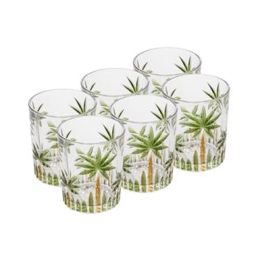 Imagem de WOLFF - Conjunto 6 Copos Baixo 340ml em Cristal - Linha Palm Tree Handpaint - Ideal para Whisky, Coquetéis e Destilados