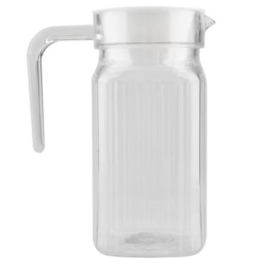 Imagem de Small Glass Pitcher with Lid, Acrylic Transparent Beverage Bottle Striped Water Ice Cold Drink Jug with Lid for Bar Home /132(1800ml)