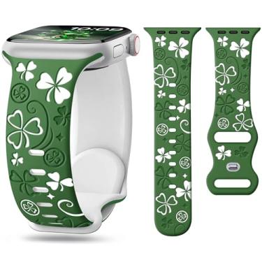 Imagem de G-ficu Pulseiras de silicone Lucky Clover para Apple Watch séries 10, 9, 8, 7, SE, 6, 5, 4 e 3 de 38 mm, 41 mm, 40 mm, 42 mm (série 10)