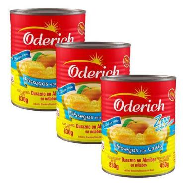 Imagem de Kit 3 Pêssego Em Calda Zero Adição De Açúcar Oderich