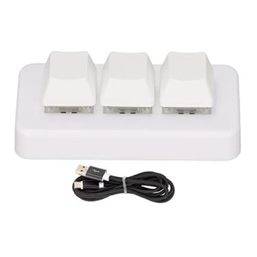 Imagem de Teclado mecânico QANYEGN de ​​3 teclas, teclado mecânico retroiluminado RGB, teclado programável mecânico de interface USB para computador (White)