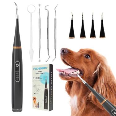 Imagem de FZChenrry Removedor de placa para escova de dentes elétrica para cães, conjunto de escovas elétricas, cinco modos + 4 cabeças de limpeza essenciais para ajudar a saúde bucal de cães e gatos