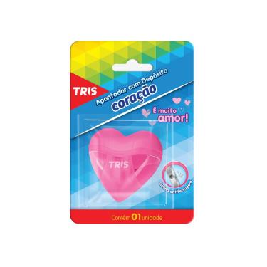 Imagem de Tris Apontador Coração com Depósito Rosa Lâmina Antiferrugem Compacto