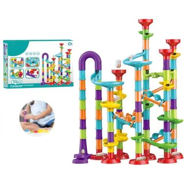 Imagem de Brinquedo Blocos Montar Pista Grande Tubo Bolinhas 113 Pc